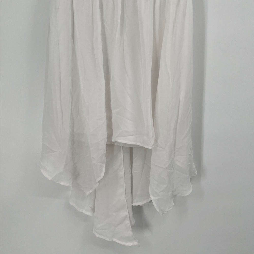 White Ruffle Lace Up High Low Dress Size Large - Picture 3 of 8